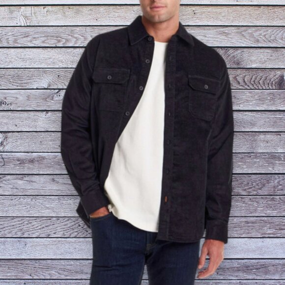 Weatherproof Mens Superfine Corduroy Long Sleeve Button Shirt in Moonless Night - Picture 3 of 8